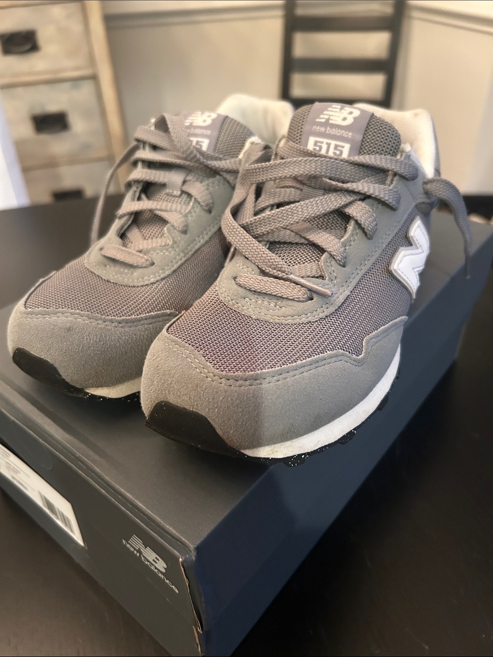 New Balance Kids Grey and White 515 Sneakers